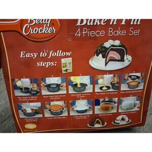 Betty Crocker Bake N Fill Cake Pan 4pc Set Domed Pan Round 8" No Instructions